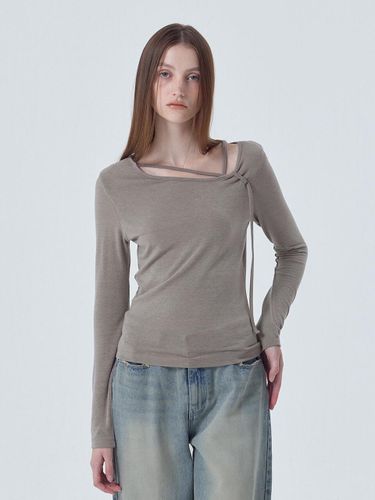 Strap Shirring T-Shirt, Ash Brown - ETMON - Modalova