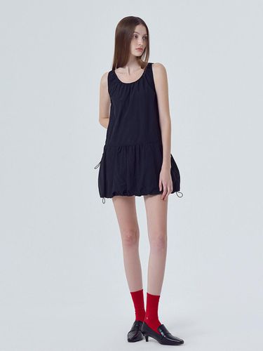 Balloon Shirring Mini Dress, Black - ETMON - Modalova