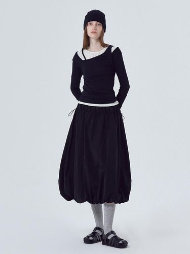 String Balloon Long Skirt, Black - ETMON - Modalova