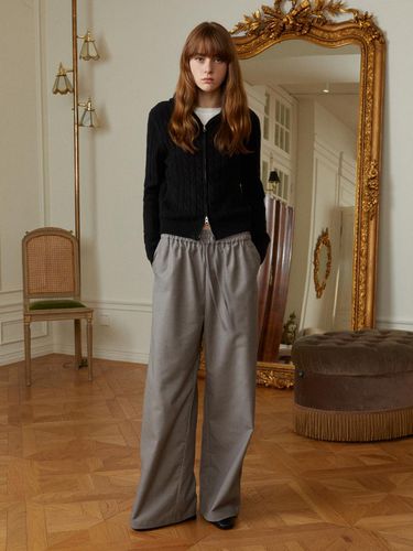 ALL-SEASON] BANDING LOOSE WIDE SLACKS_LIGHT GRAY - LADYVOLUME - Modalova