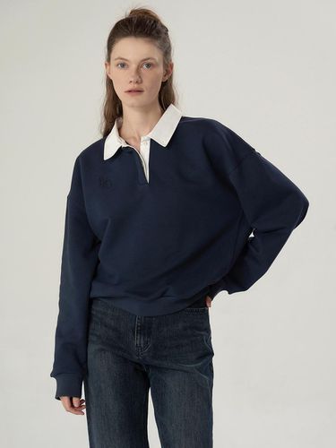 Paul Collar Color Sweatshirt Navy - MOMET - Modalova