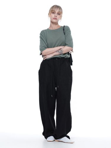 Linen Slit String Wide Pants - Black - Chance’s noi for Women - Modalova