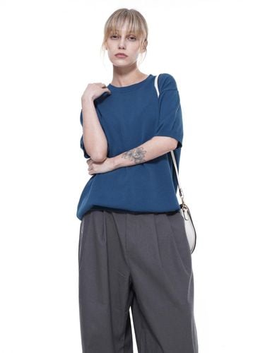 Linen Basic Round Half Knit - Blue - Chance’s noi for Women - Modalova