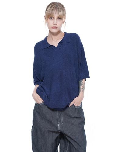 Bukle Open Collar Half Knit - Navy - Chance’s noi for Women - Modalova