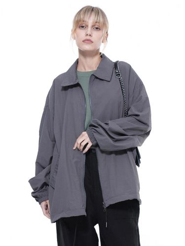 Searsucker Collar Windbreaker Jumper - Charcoal - Chance’s noi for Women - Modalova