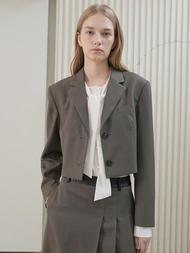 WOOL CROP JACKET / BROWN - PAUL&ALICE - Modalova