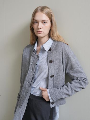 Asymmetrical KNIT CARDIGAN / GREY - PAUL&ALICE - Modalova