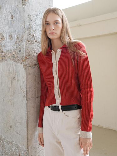 COLOR BLOCK CARDIGAN / RED - PAUL&ALICE - Modalova