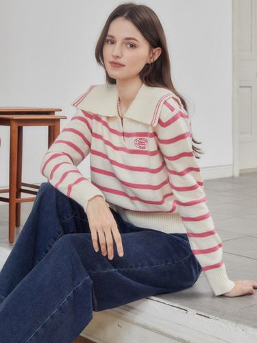 Wide Collar Stripe Pullover Knitwear - JJ JIGOTT - Modalova