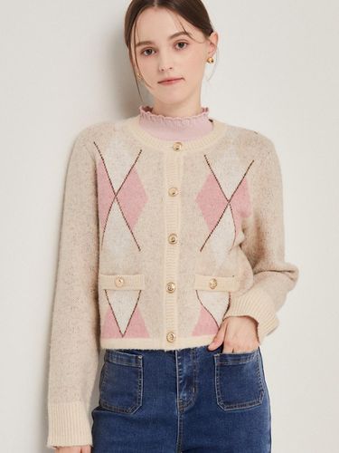 Argyle Patterned Cropped Wool Cardigan - JJ JIGOTT - Modalova