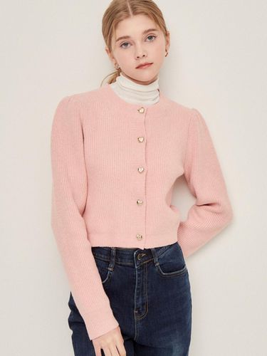 Metal Heart button wool cropped cardigan - JJ JIGOTT - Modalova