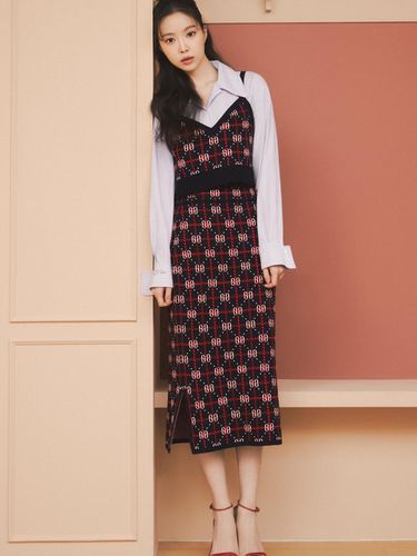 Pattern Wool Knit Skirt - JJ JIGOTT - Modalova