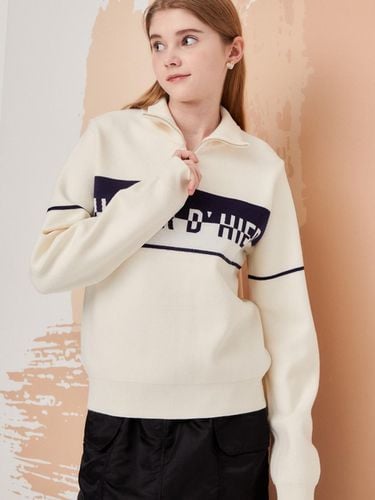 Block Lettering Zip-Up Pullover Knit - JJ JIGOTT - Modalova