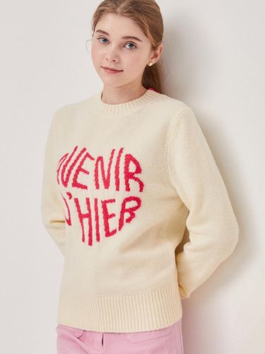 Lettering Heart Wool Pullover Knit - JJ JIGOTT - Modalova