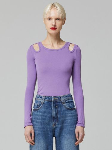 SHOULDER SLIT SLIM T-SHIRT_PURPLE - LADYVOLUME - Modalova