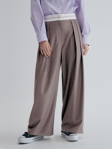 Waist coloring double pleated wide leg pants - GRAYDATION - Modalova