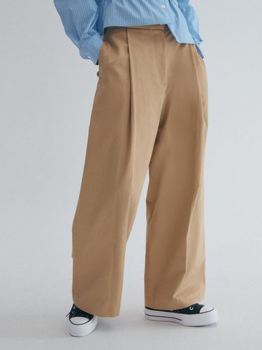 Cotton One Tuck Wide Pants BEIGE - GRAYDATION - Modalova