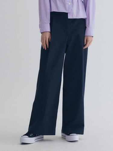 Cotton One Tuck Wide Pants NAVY - GRAYDATION - Modalova