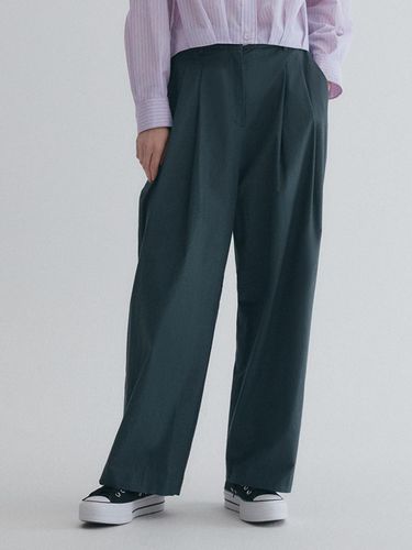 Cotton Two Tuck Comfort Pants GREEN - GRAYDATION - Modalova