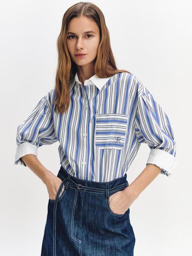 Volume Sleeve Stripe Shirt BLUE - GRAYDATION - Modalova