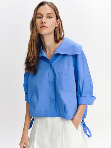 Big Collar Hem String Shirt BLUE - GRAYDATION - Modalova