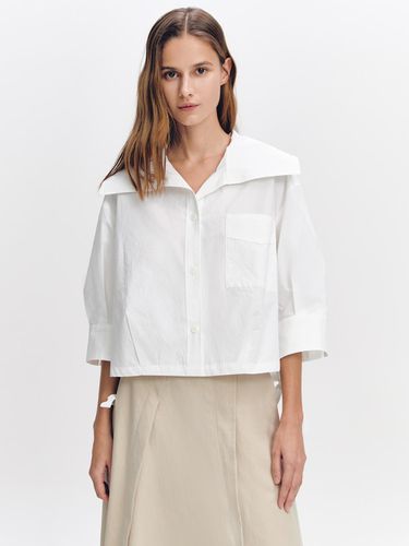 Big Collar Hem String Shirt WHITE - GRAYDATION - Modalova