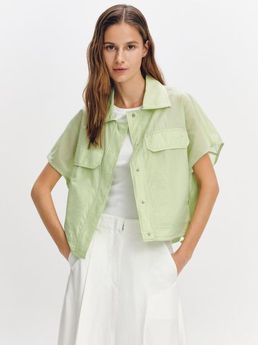 Drop Shoulder Cropped Shirt GREEN - GRAYDATION - Modalova