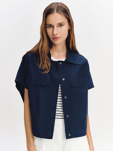 Drop shoulder cropped shirt NAVY - GRAYDATION - Modalova