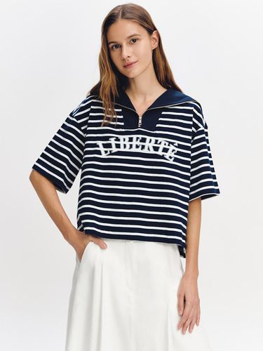 Sailor Collar Half Zip-Up Short-Sleeved T-Shirt NA - GRAYDATION - Modalova