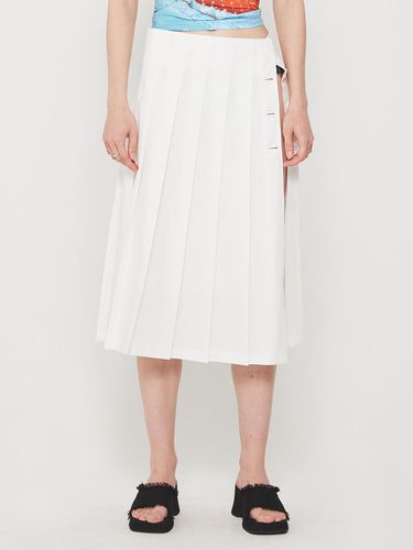 COTTON SLIT PLEATED SKIRT_WHITE - CRANK - Modalova