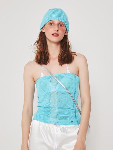 METAL LOGO KNIT TUBE TOP_BLUE - CRANK - Modalova