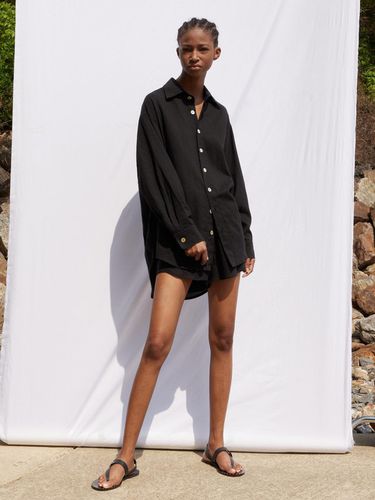 LINEN BEACH SHORTS_BLACK - LADYVOLUME - Modalova