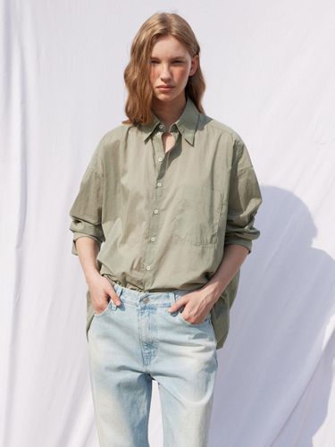 COTTON SEE-THROUGH SHIRT_KHAKI - LADYVOLUME - Modalova