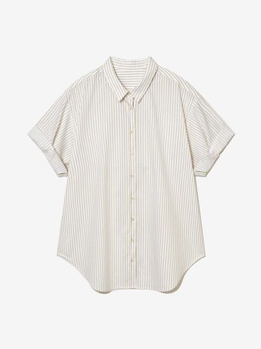 STRIPE SLEEVE ROLL-UP SHIRT_BEIGE - LADYVOLUME - Modalova