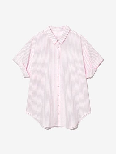 STRIPE SLEEVE ROLL-UP SHIRT_PINK - LADYVOLUME - Modalova