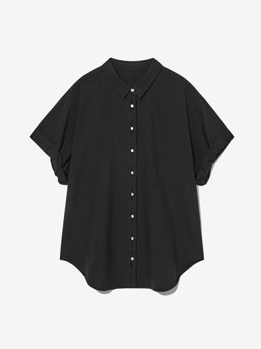 COTTON SLEEVE ROLL-UP SHIRT_BLACK - LADYVOLUME - Modalova