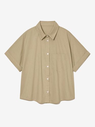 ONE POCKET HALF SLEEVE SHIRT_DARK BEIGE - LADYVOLUME - Modalova