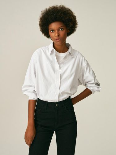 PLAIN STRIPE SHIRT_BLACK - LADYVOLUME - Modalova