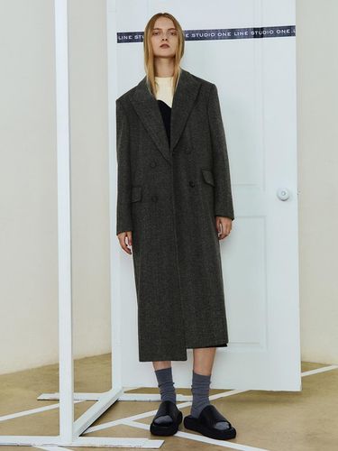 Herringbone double button wool coat JWHCNK0100 - LINE STUDIO ONE - Modalova