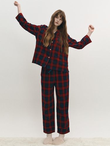 Women Red Flannel Check Pajama Pair - GRAYDATION - Modalova