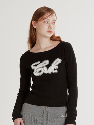 FUR LOGO BOAT NECK TOP_BLACK - CRANK - Modalova