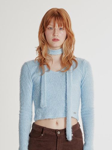 MUFFLER V-NECK CROP TOP_SKY BLUE - CRANK - Modalova