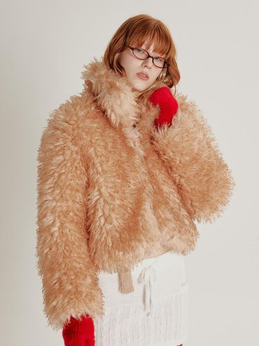 TWO-TONE HEAVY FUR JACKET_BEIGE - CRANK - Modalova