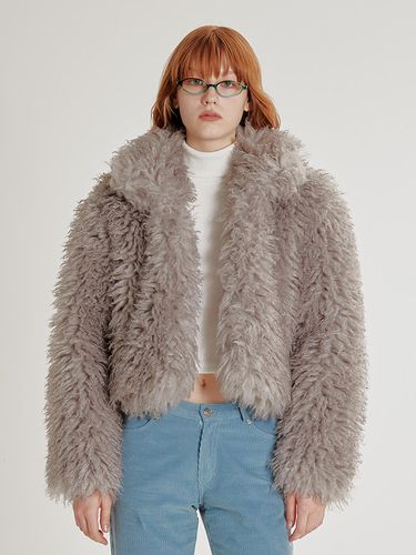 TWO-TONE HEAVY FUR JACKET_GREY - CRANK - Modalova