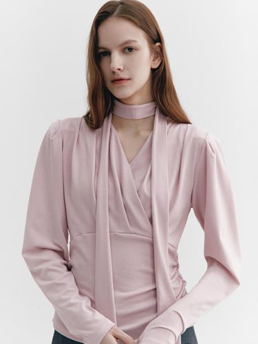 Tie-decorated wrap T-blouse PINK - GRAYDATION - Modalova