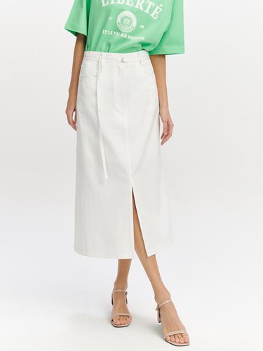 Belted Slit Slightly A-line Skirt - GRAYDATION - Modalova