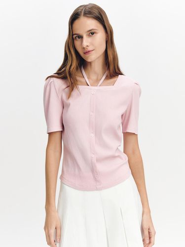 Tie-decorated Square-neck Top PINK - GRAYDATION - Modalova