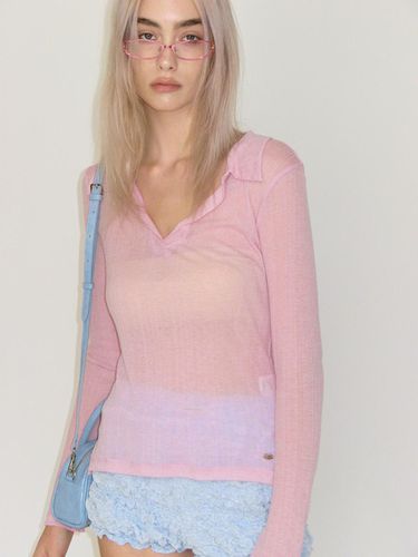 SHEER COLLAR TOP_PINK - CRANK - Modalova