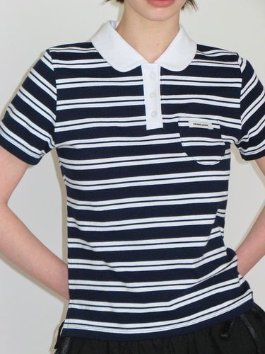 STRIPED MINI POCKET PIQUE SHIRT_NAVY - CRANK - Modalova