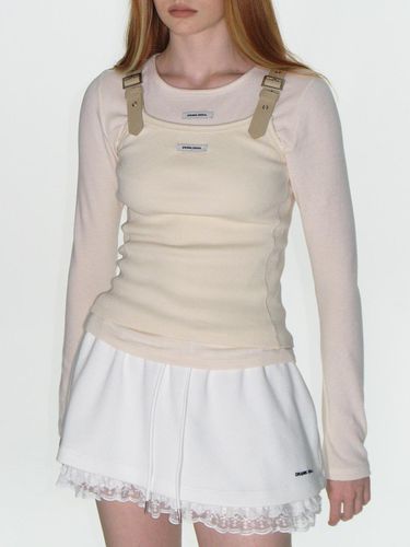 BUCKLE RIBBED SLEEVELESS_BEIGE - CRANK - Modalova